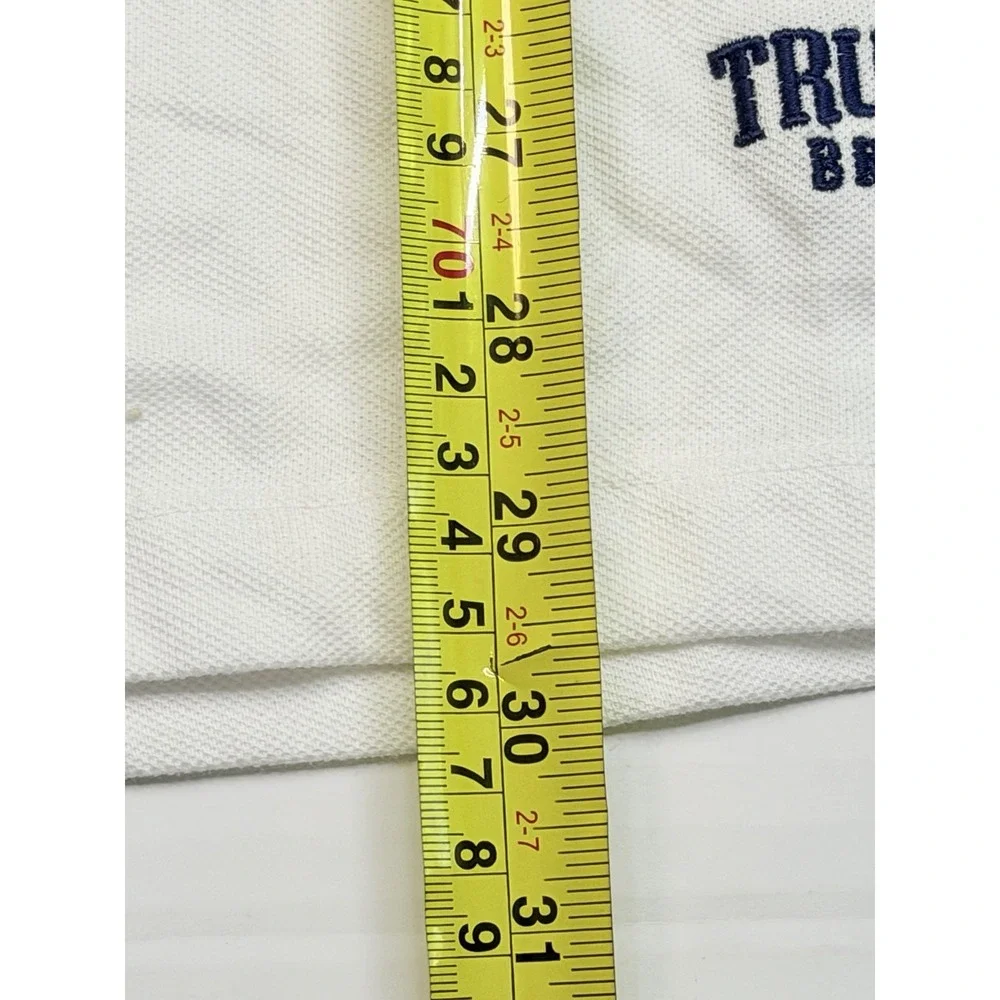 True Religion LS Jacquard Polo Shirt White Long Sleeve Large NWT 108888